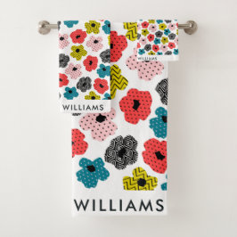 Monograma Flores Elegante Set De Toalla De Baño El