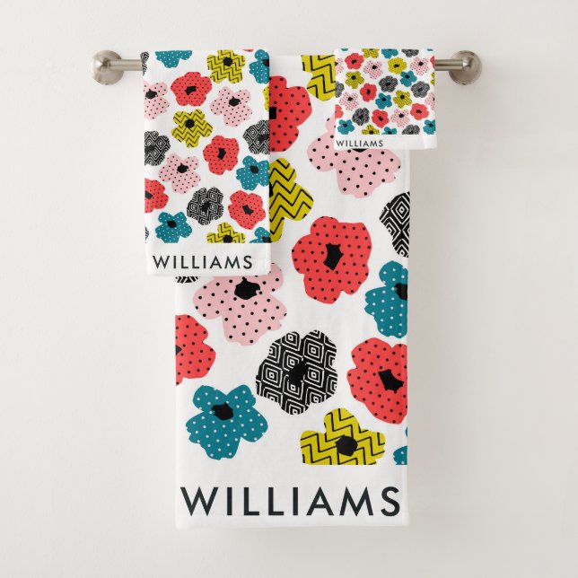 Monograma Flores Elegante Set De Toalla De Baño El (In situ)