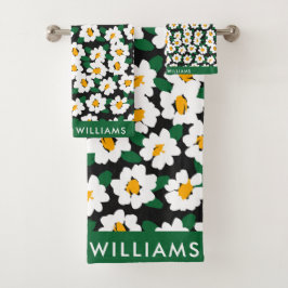 Monograma Flores Elegante Set De Toalla De Baño El