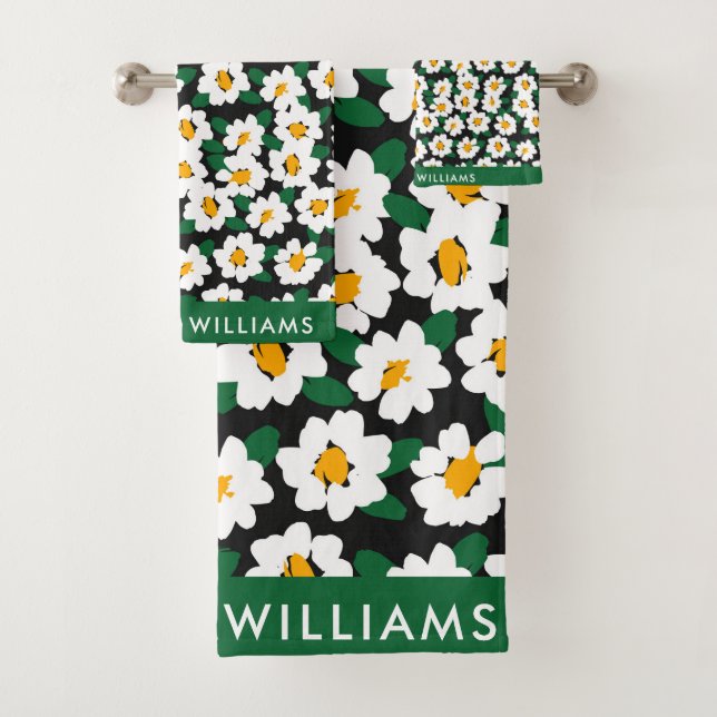 Monograma Flores Elegante Set De Toalla De Baño El (In situ)