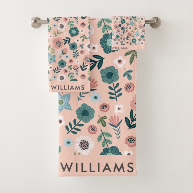 Monograma Flores Elegante Set De Toalla De Baño El (In situ)