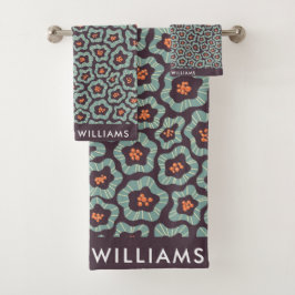 Monograma Flores Elegante Set De Toalla De Baño El
