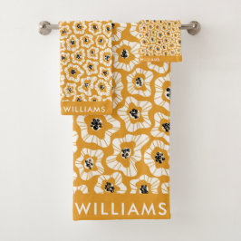 Monograma Flores Elegante Set De Toalla De Baño El