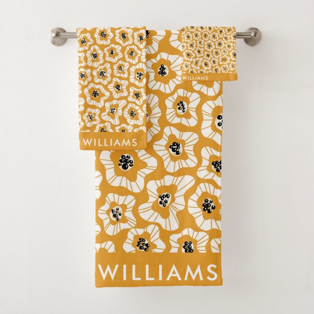 Monograma Flores Elegante Set De Toalla De Baño El (In situ)