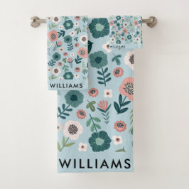 Monograma Flores Elegante Set De Toalla De Baño El