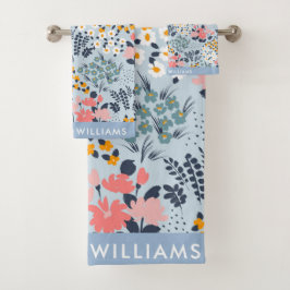Monograma Flores Elegante Set De Toalla De Baño El