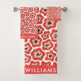 Monograma Flores Elegante Set De Toalla De Baño El