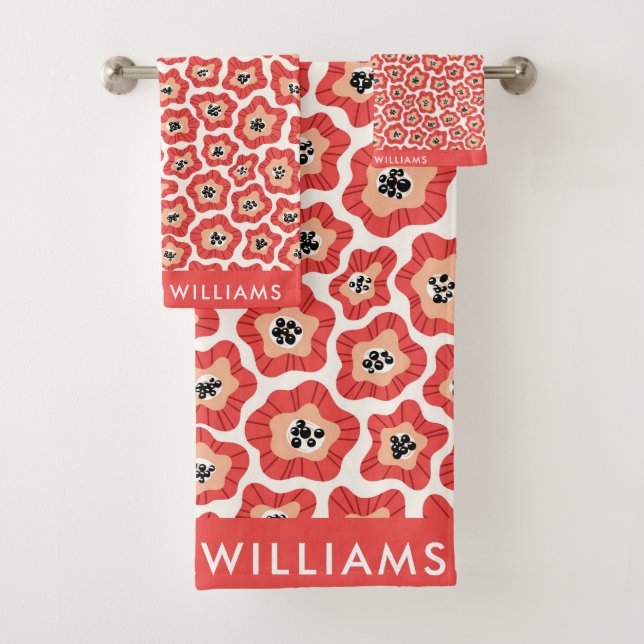 Monograma Flores Elegante Set De Toalla De Baño El (In situ)