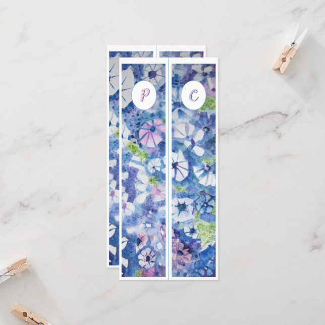 Monograma Flores mordaces iniciales Dos marcadores (Anverso/Reverso In Situ)