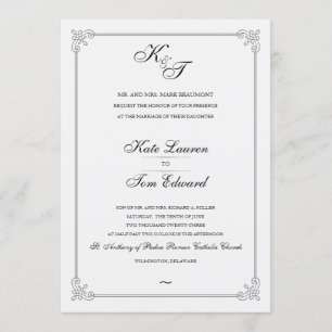 Monograma formal elegante Invitación a la boda