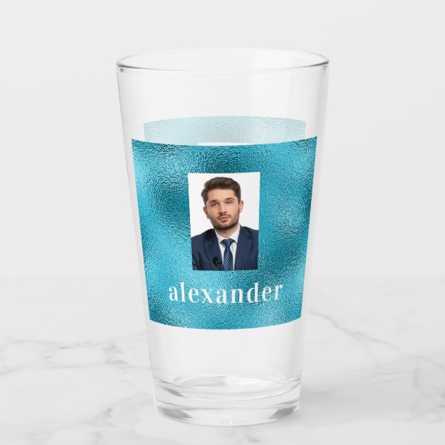 Monograma fotográfico del personalizado azul del o (Anverso)