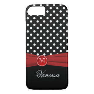 Monograma Funda de iPhone de Punto Polka Blanco Ne