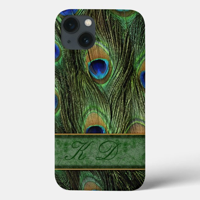 Monograma Funda Peacock Feathers iPhone 6 (Reverso)