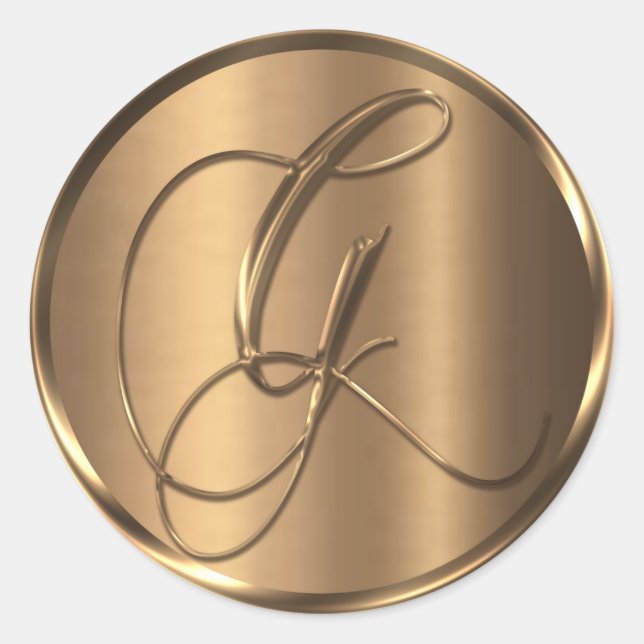 Monograma G Sello para sobres de bronce no METÁLIC (Anverso)
