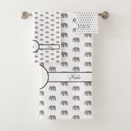 Monograma geométrico elefante negro y blanco