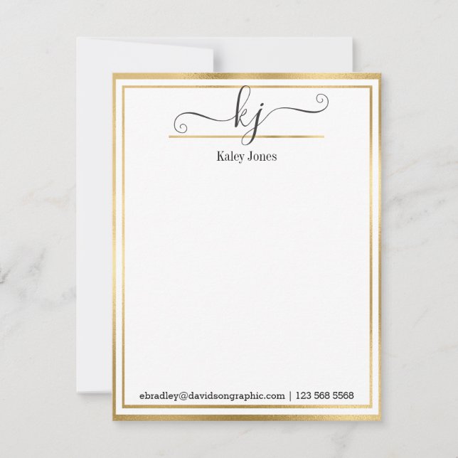 Monograma Girly | De La Tarjeta De Nota (Anverso)