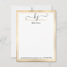 Monograma Girly | De La Tarjeta De Nota