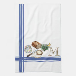 Monograma Granja Cocina Toalla de hierbas de raya