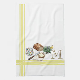 Monograma Granja Cocina Toalla de Oro Tiras
