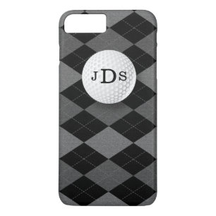 Monograma Grey Argyle, Golf Ball iPhone 7 Funda