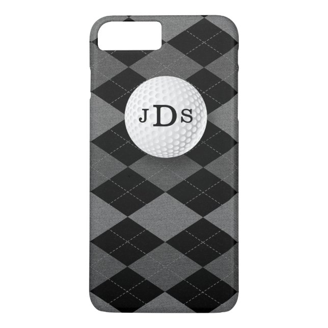 Monograma Grey Argyle, Golf Ball iPhone 7 Funda (Reverso)