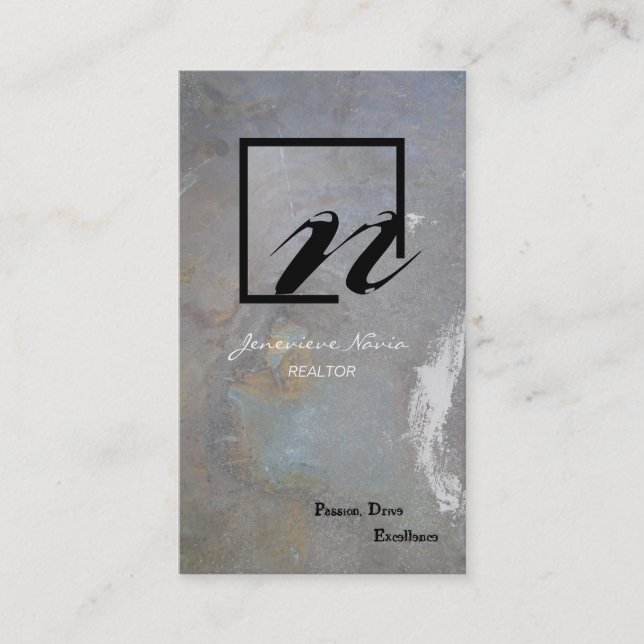 Monograma gris de la roca azul de la tarjeta de (Anverso)