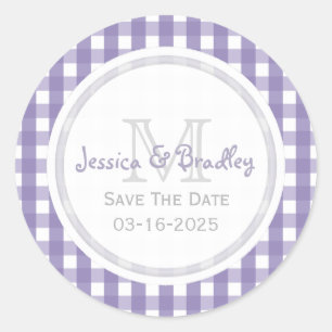 Monograma Guardar la fecha Pegatinas Gingham PW