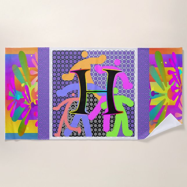 Monograma H Fun Figures Toalla De Playa (Anverso)