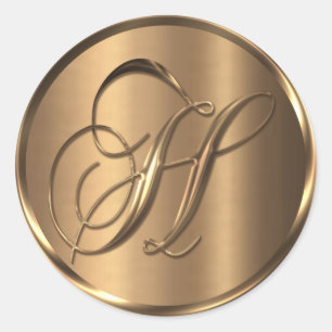 Monograma H Sello para sobres de bronce no METÁLIC