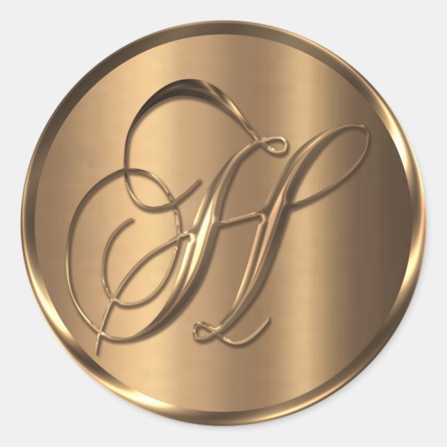 Monograma H Sello para sobres de bronce no METÁLIC (Anverso)