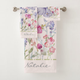 Monograma hermoso floral acuarela rosa pastel
