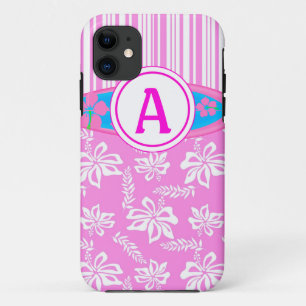 Monograma Hibiscis rosado y Funda de Surfboard iPh