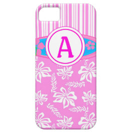 Monograma Hibiscis rosado y Funda de Surfboard iPh