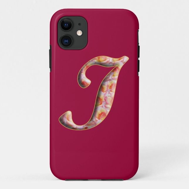 Monograma I en Rosas Patrón Iphone 5 Funda (Reverso)