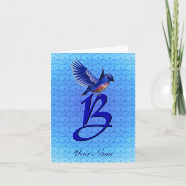 Monograma Inicial B Personalizado con Pájaro Azul (Anverso)