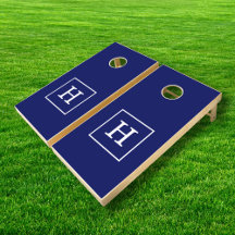 Monograma inicial con marco azul marino