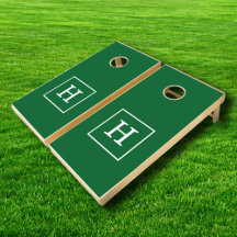 Monograma inicial enmarcado de blanco verde forest