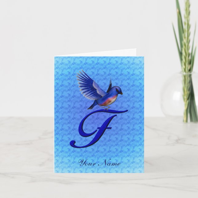 Monograma inicial F Bluebird Personalizado (Anverso)