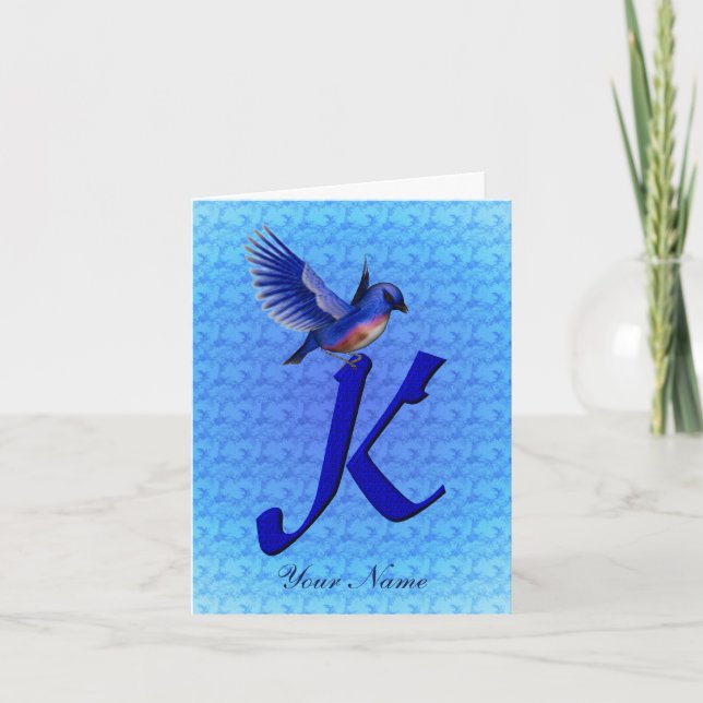 Monograma Inicial K Personalizado Bluebird (Anverso)