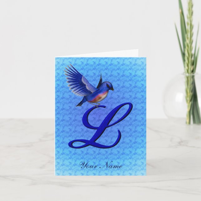 Monograma Inicial L Personalizado Bluebird (Anverso)