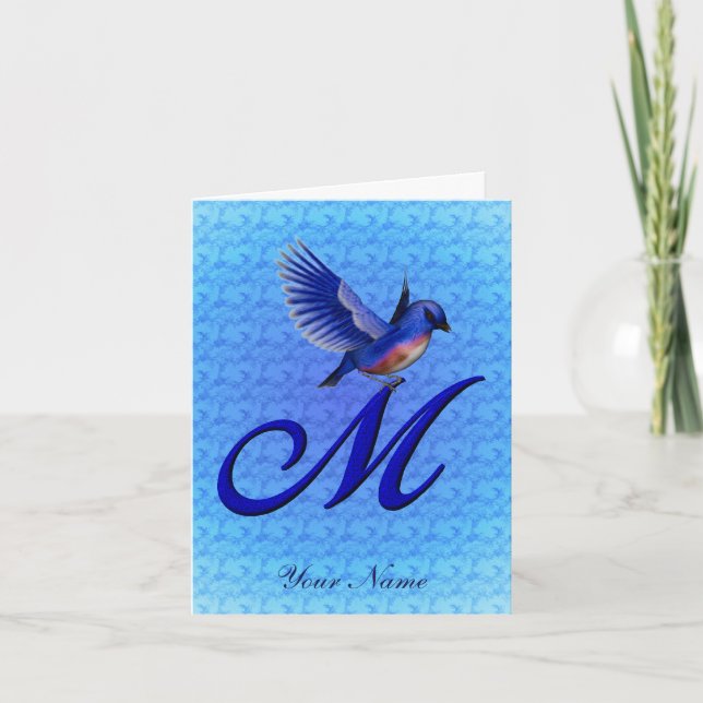 Monograma Inicial M Bluebird Personalizado (Anverso)