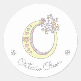 Monograma inicial O pegatinas de nombres de identi