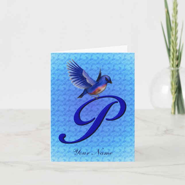 Monograma Inicial P Personalizado Paloma Azul (Anverso)