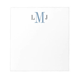 Monograma inicial simple Bloc de notas negro y azu