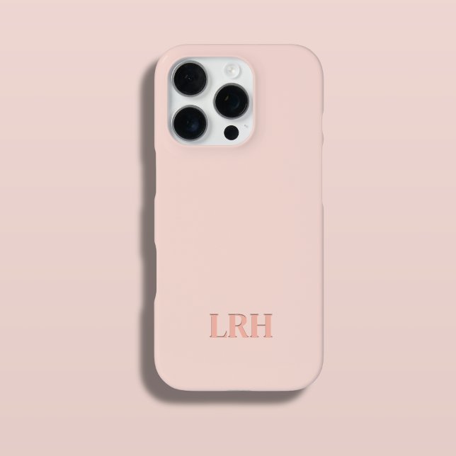 Monograma inicial simple de doble capa de Boho Pea (Peachy blush tones popular monogrammed iphone case)