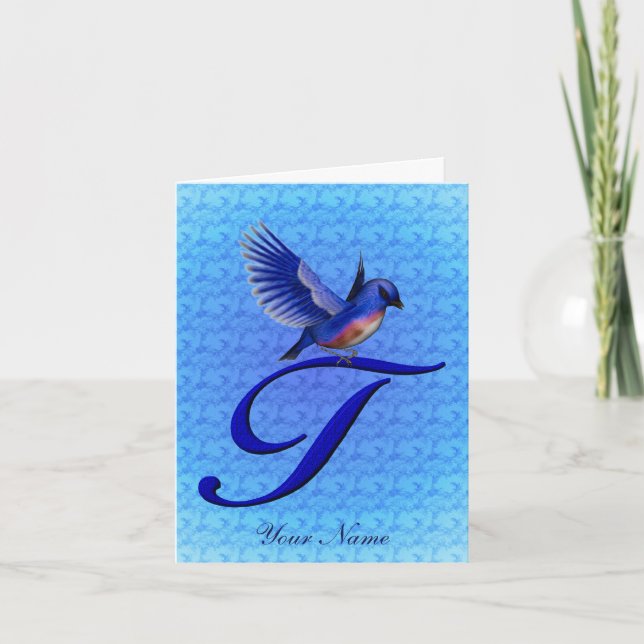 Monograma inicial T Bluebird Personalizado (Anverso)