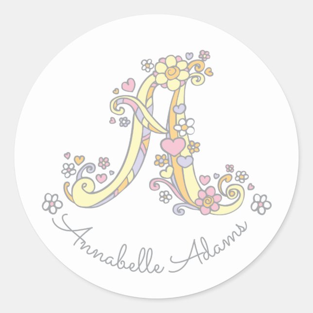Monograma inicial Un nombre personalizado pegatina (Anverso)