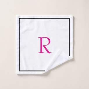 Monograma Iniciales Letra Name Hot Pink Black Whit