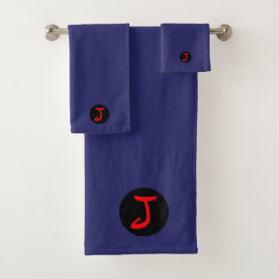 Monograma J en conjunto de toallas de baño rojas