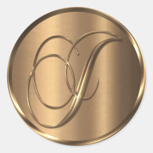 Monograma J Sello para sobres de bronce no METÁLIC